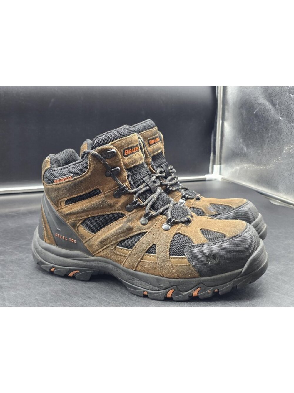 Brazos Boots Men Size 9.5D Iron Force III  Suede Waterproof Steel Toe Ankle Work